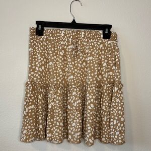 Chic Tan Polka Dot Skater Skirt